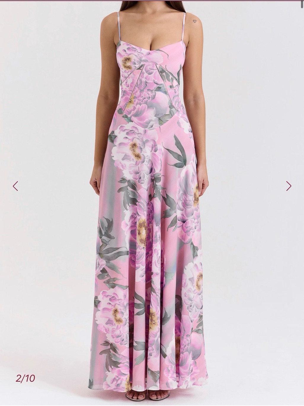 “Seren” Floral Pink Maxi Slip Dress With Lace Back